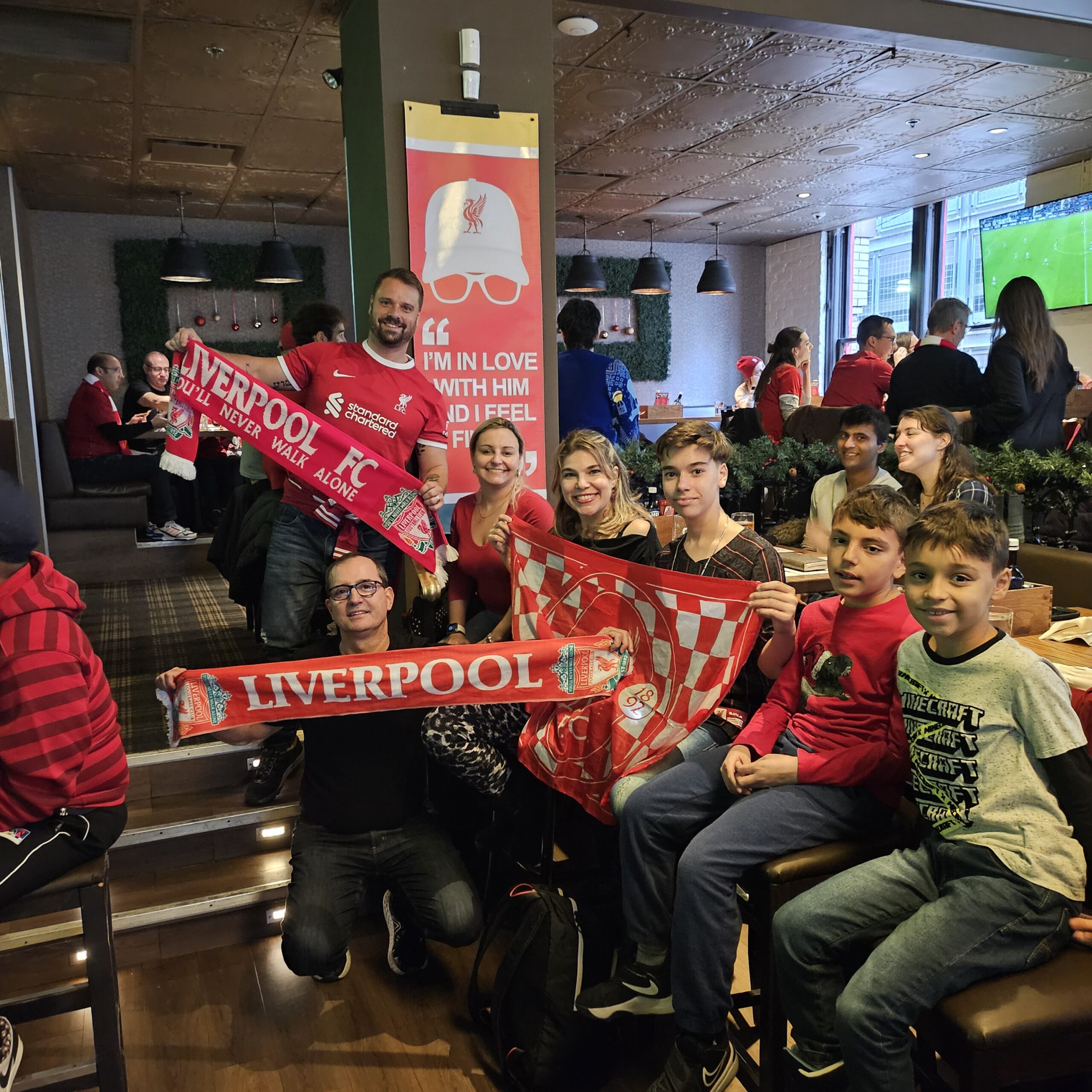 Fans from South America visiting Liverpool FC Fan club in Toronto - Elephant & Castle Pub